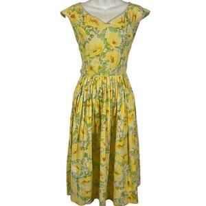 Nali Bee Casuals Womens Vintage Metal Zip Yellow 1950s Pinup Rockabilly Dress S